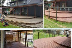 Cedar deck refinish and update with aluminum railing